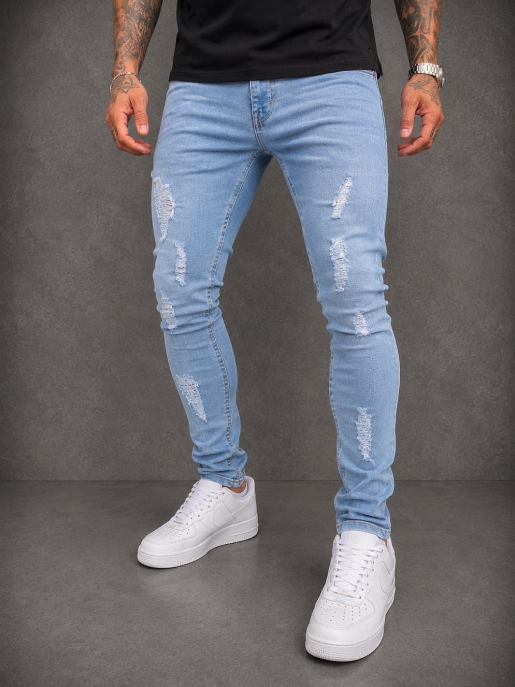 Calça Jeans City Denim Azul Claro Destroyed