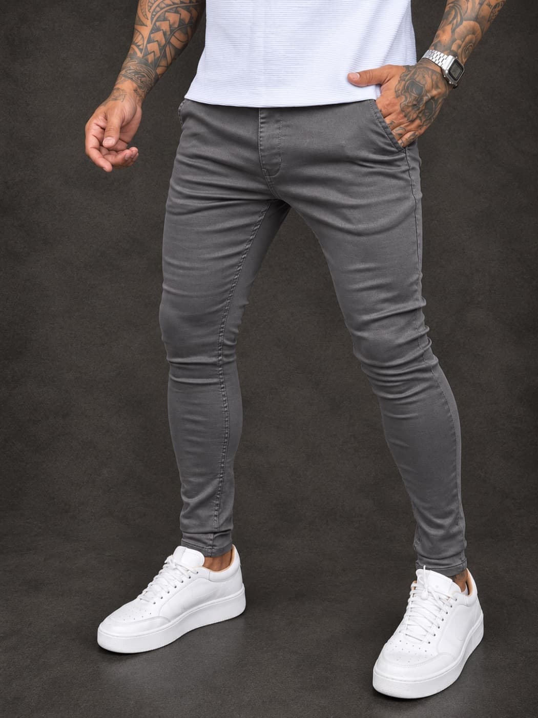 Calça Masculina Slim Cinza Chumbo